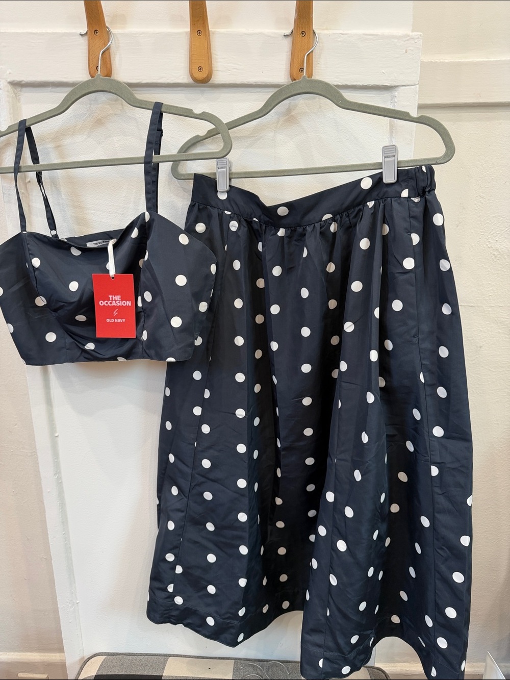 Old Navy Navy and White Polka Dot Bandeau Two-Piece Set